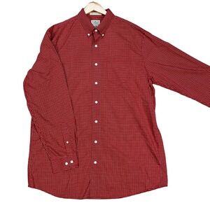 L.L. Bean‎ Button Down Shirt Mens Large Tall Red Graph Check Long Sleeve Pocket